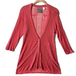 Guinevere‎ Anthropologie L Large Linen Open Knit Cardigan Duster Vampire Diaries